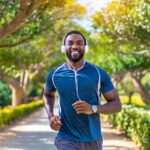 Jogger listening to music