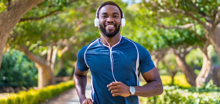 Jogger listening to music