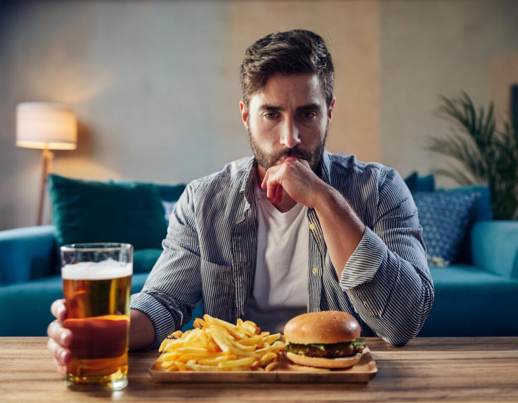 man eating unhealthy food