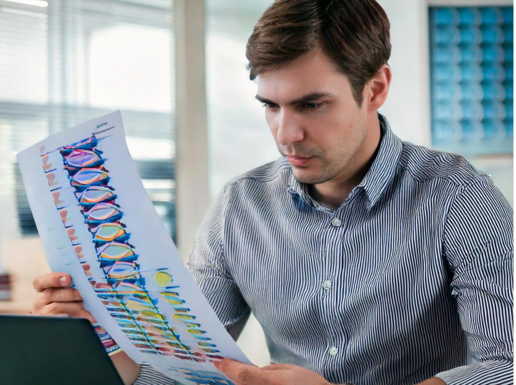 man reading genetics report landscape