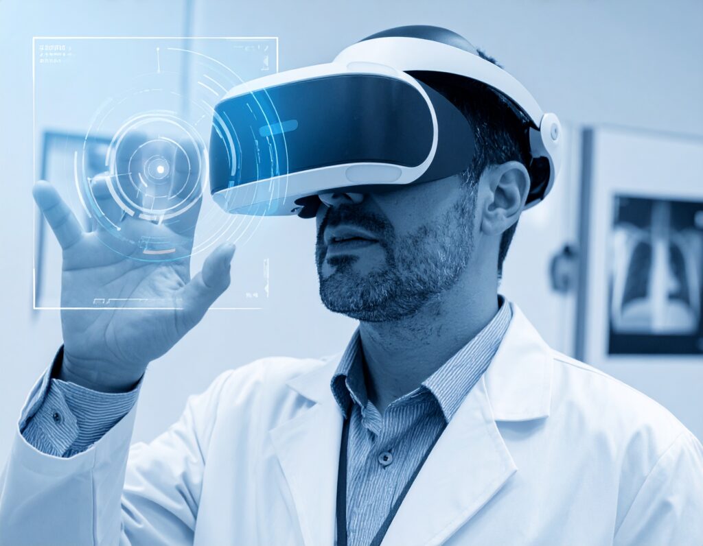 adult male wearing a VR headset
