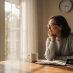 calm woman using a planner