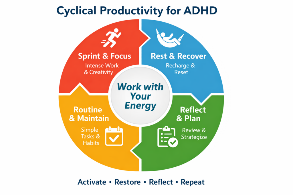 Cyclical productivity for ADHD