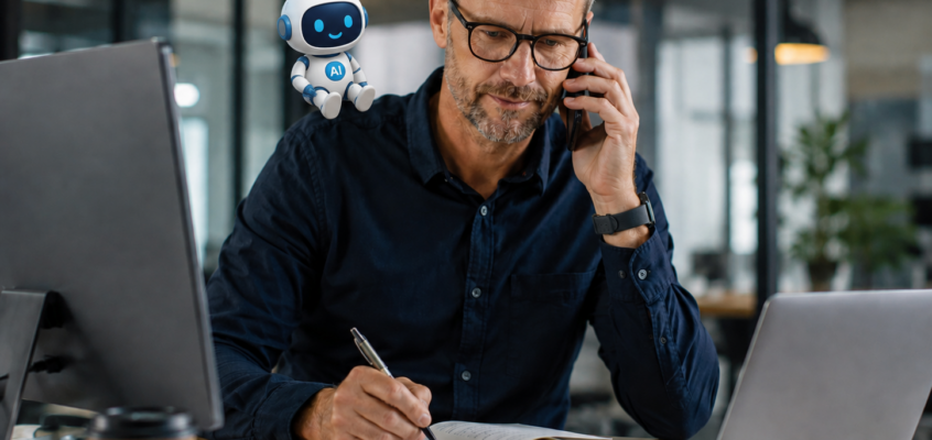 man working with AI