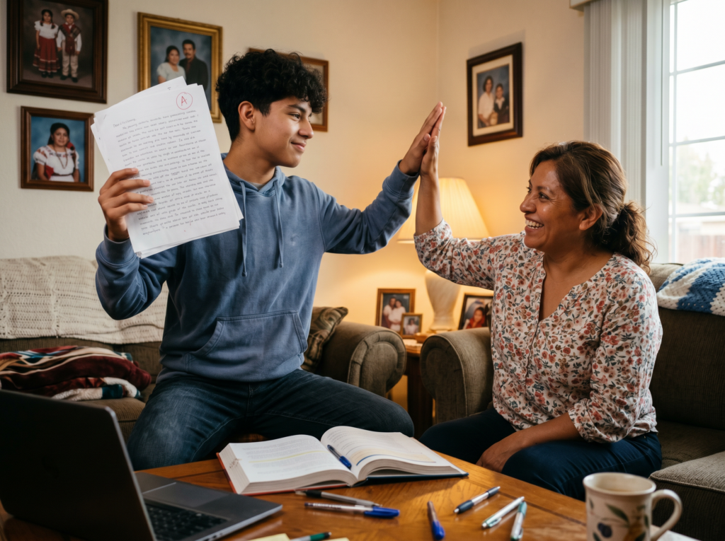 A teen has completed his challenging homework assignment