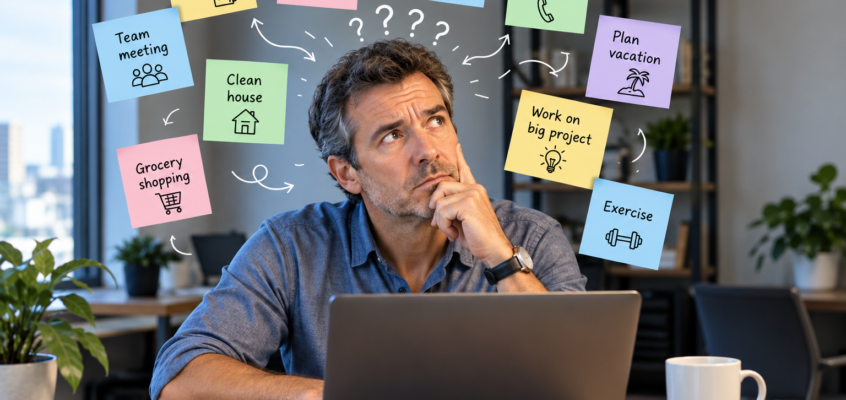 man contemplating tasks